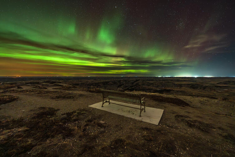 Aurora over Theodore Roosevelt National Park in North Dakota