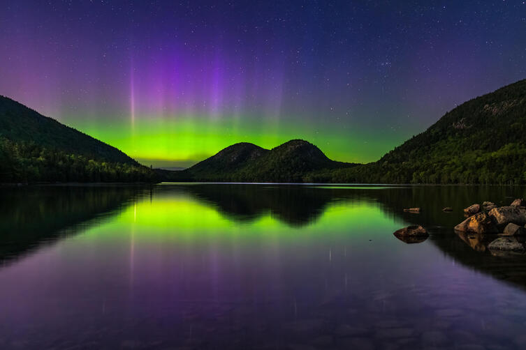Aurora in Acadia National Park in Maine